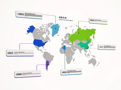 World Map With Colored Regions Showing Regional Data From 2003 To 2024 3d model