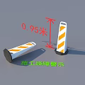 Road Construction Barriers With Orange White Stripes Warning 0.95 Meters Height Standing Fallen Positions