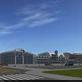 4S Dealership Modern Exterior Design With Glass Facade Brand Logo And Parking Area