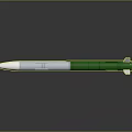 Green And White Military Missile With Sharp Nose Tail Fins And Propulsion System