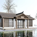 New Chinese Style Post Station Public Building Visitor Center Building Exhibition Hall Small Public Building Cafe Building Post Station Building 3d model