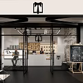 Modern Milk Tea Shop Interior With Glass Entrance Blackboard Menu And Seating Area