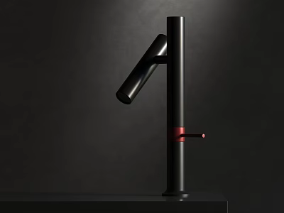 Sleek Black Modern Faucet With Red Accent And Vertical Design For Contemporary Spaces 3d model