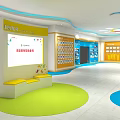 Bright Children Activity Center Interior Design With Colorful Floor Cloud Ceiling Bookshelves And Plants