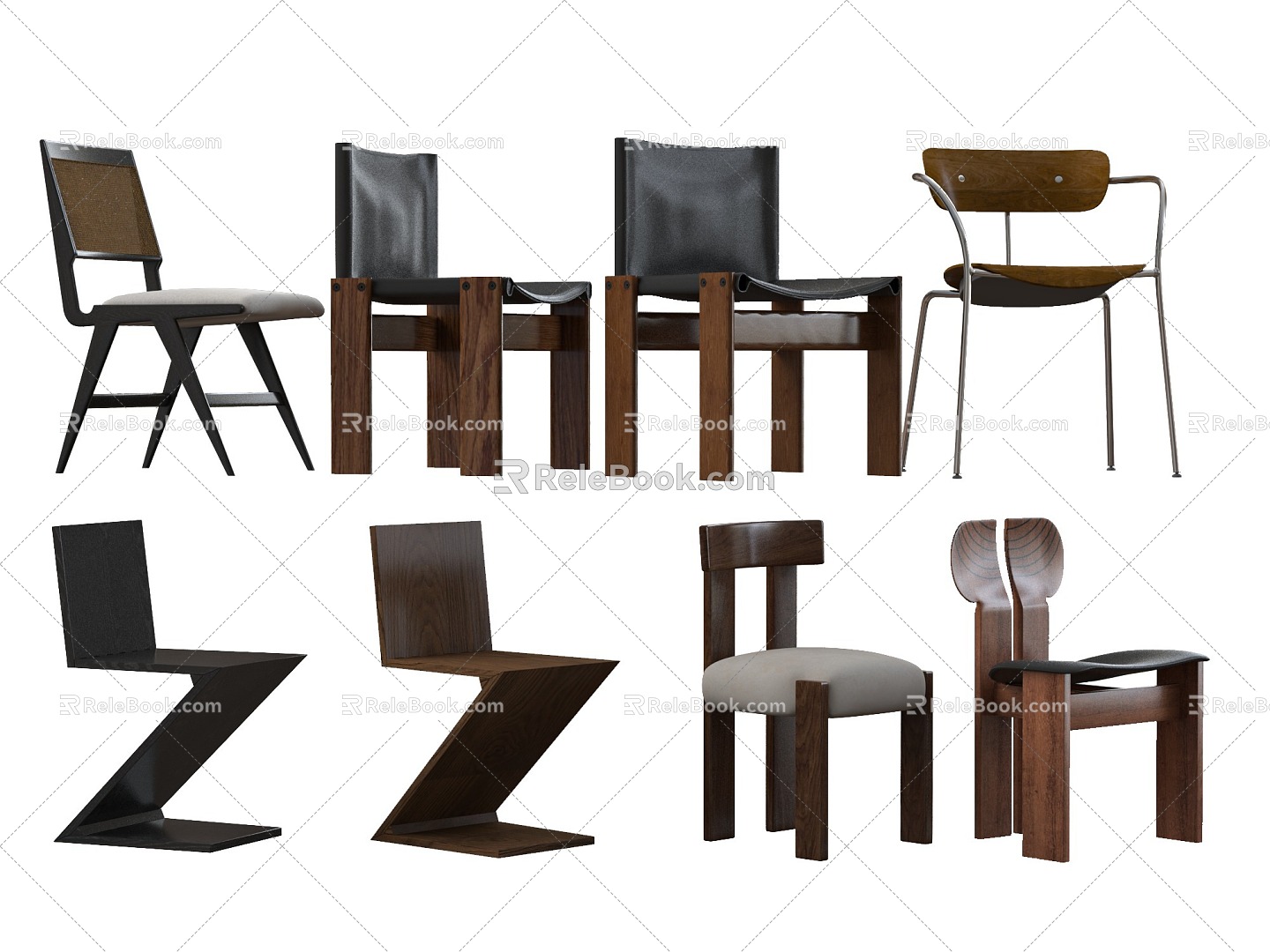 Quiet Middle Ancient Dining Chair Single Chair 3d model