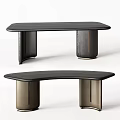 Modern Wooden Desk Featuring Sleek Top And Unique Curved Leg Design