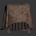 Wooden Armchair Furniture Covered With Brown Fabric And Visible Frame Structure