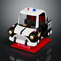 Toy Police Car With Black White Design Red Blue Lights And Red Base