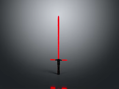 Red Crossguard Lightsaber Weapon Design With Glowing Red Blade And Black Hilt 3d model