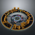 Futuristic Circular SciFi Base With Central Hub And Geometric Surrounding Structures 3d model