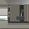 Modern Shoe Cabinet With Open Shelves Mirror Doors And Decorative Branch Vase