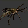 Colorful Clawed Crab Aquatic Animal Sculpture With Detailed Shell And Metallic Finish