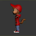 Cartoon Boy In Red Shirt With Letter A Arms Outstretched Standing By Red Skateboard