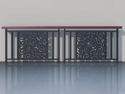 Modern Hinged Door With Intricate Scroll Carving And Black Frame Design 3d model