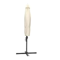 White Outdoor Patio Umbrella With Black Frame And Ribs For Sturdy Garden Shade Use