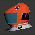 Weapon Helmet With Red Shell Blue Transparent Visor And Silver Base Design 3d model