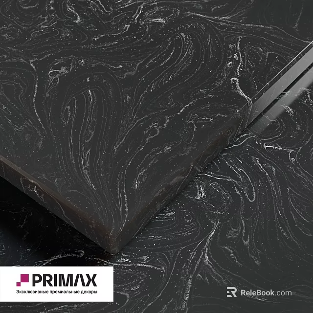 Premium Black Marble Component With Veined Texture For Modern Kitchen Countertop 3d model 