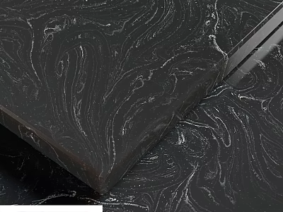 Premium Black Marble Component With Veined Texture For Modern Kitchen Countertop 3d model