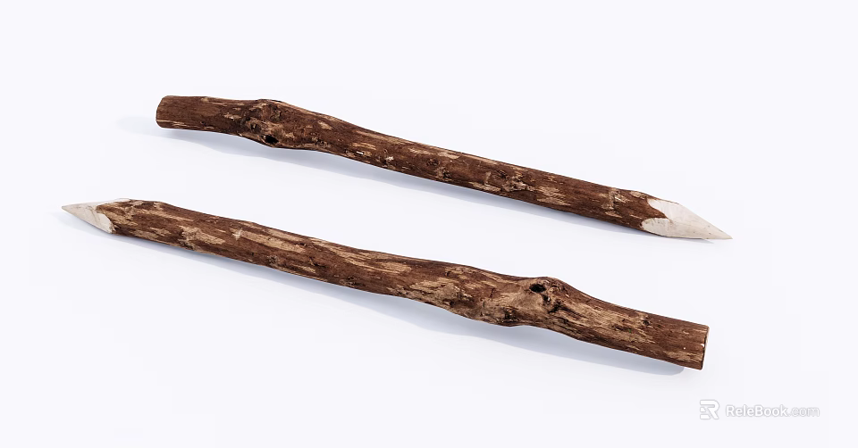 Natural Stone Wood Branches With Rough Texture And Organic Shape 3d model