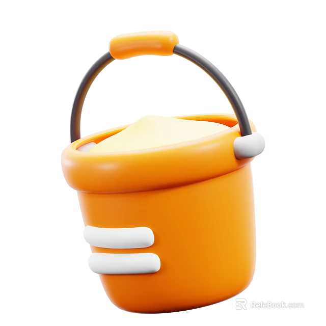 Orange Storage Furniture With Black Handle White Decorative Strips And Lid 3d model 