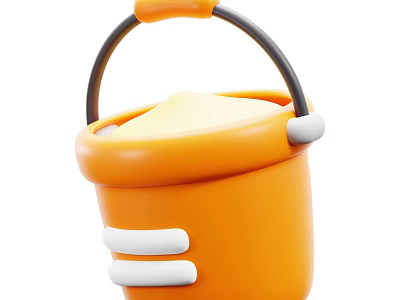 Orange Storage Furniture With Black Handle White Decorative Strips And Lid 3d model