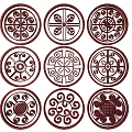 New Chinese Style Flower Lattice Carved Flower Lattice Window Flower Round Window Flower Carved Hollow Flower Window Vintage Pattern Window 3d model