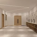 School Corridor With Bright Lighting And Wall Displays