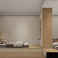 Modern Kids Room Interior Design With Two Beds And Storage Cabinets