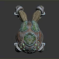 Unique 3D Designed Mechanical Creature with Green Tentacles and Patterned Legs