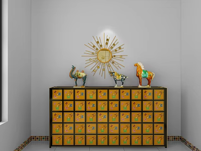 New Chinese Style Entrance Cabinet Decorative Cabinet 3d model