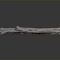 Small Green Plants Thriving On Weathered Wooden Log Surface Gray Background