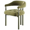 Modern Upholstered Accent Chair With Tufted Seat Padded Armrests And Metal Legs Design