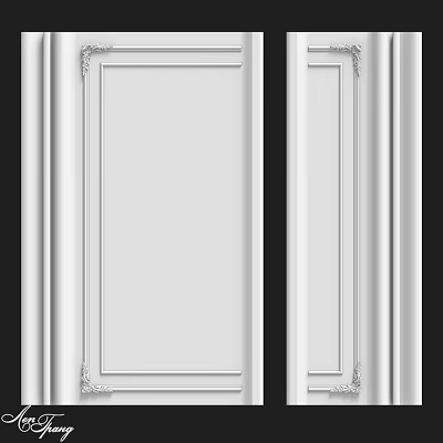 Elegant White Carved Decorative Components For Wall And Door Frame Trim 3d model