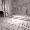 Stone Building Interior With Carved Walls Stone Floor Steps And Doorway
