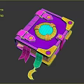 Vibrant Pink And Yellow Book With Blue Circle Colorful Ribbons And Crescent Decoration