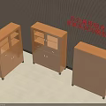 Office Wooden Storage Cabinets Combination With Glass Doors Wheels And 3D Model Design