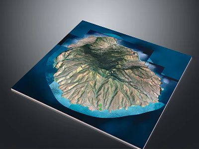 Scenic Island Landscape With Mountainous Terrain And Blue Surrounding Water 3d model