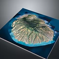 Scenic Island Landscape With Mountainous Terrain And Blue Surrounding Water