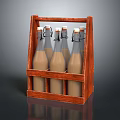 Glass Bottles Filled with Brown Liquid Stored in Wooden Crate