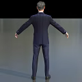 Game and Movie Character in Navy Blue Striped Suit With Arms Outstretched Standing Pose