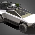 Futuristic White Off Road Car With Angular Body Design Roof Rack And Large Tires