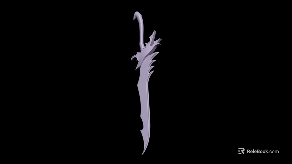 Ornate Curved Weapon With Intricate Decorative Design And Sharp Blade 3d model 