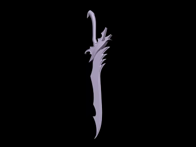 Ornate Curved Weapon With Intricate Decorative Design And Sharp Blade 3d model