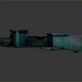 Weathered Green Wall Corner Scene With Mossy Floor And Damaged Panels