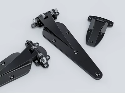 Black Metal Hinge Components For Furniture And Cabinet Hardware 3d model