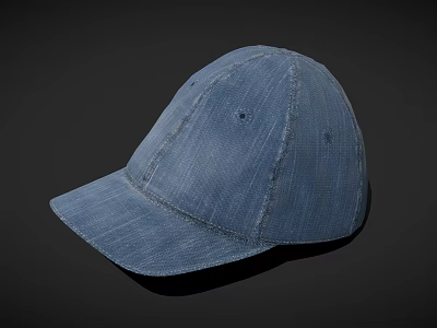 Blue Denim Baseball Hat With Stitched Details And Casual Fashion Style 3d model