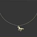 Unique Elegant Golden Necklace With Horse Pendant And Delicate Chain Design
