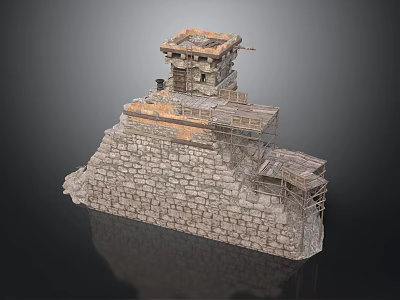 Ancient Stone Building With Multi Level Structure And Rough Stone Walls 3d model