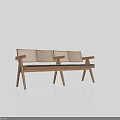 Modern Outdoor Chair With Wooden Frame Woven Backrest And Gray Padded Seats For Outdoor Use