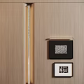 Modern Wall Lamp With LED Light Illuminating Wooden Wall And Decorative Artwork
